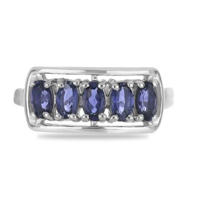 BUY STERLING SILVER  NATURAL IOLITE GEMSTONE CLUSTER RING 